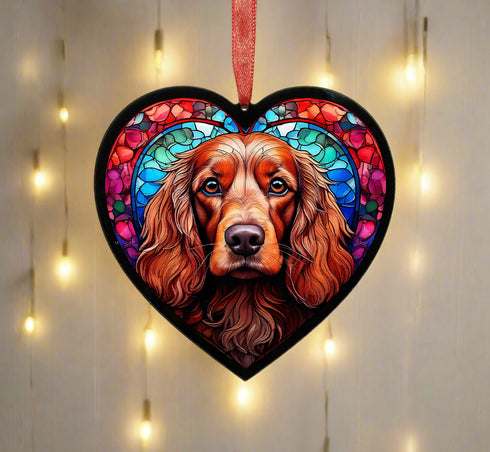 Cocker Spaniel Stained Glass Effect Heart Suncatcher
